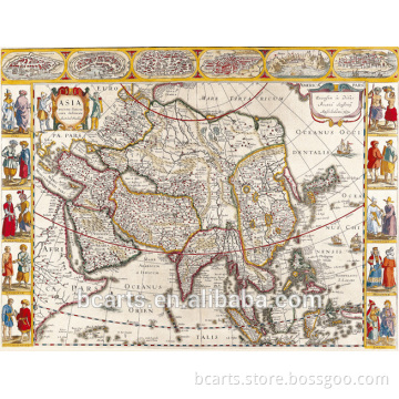 New arrival world map oil painting on canvas for home decoration